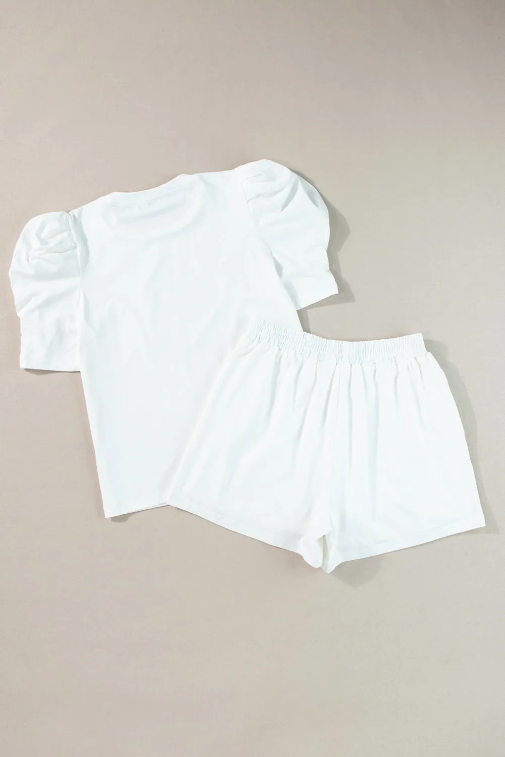 Butterfly Puff Sleeve Top Shorts Set
