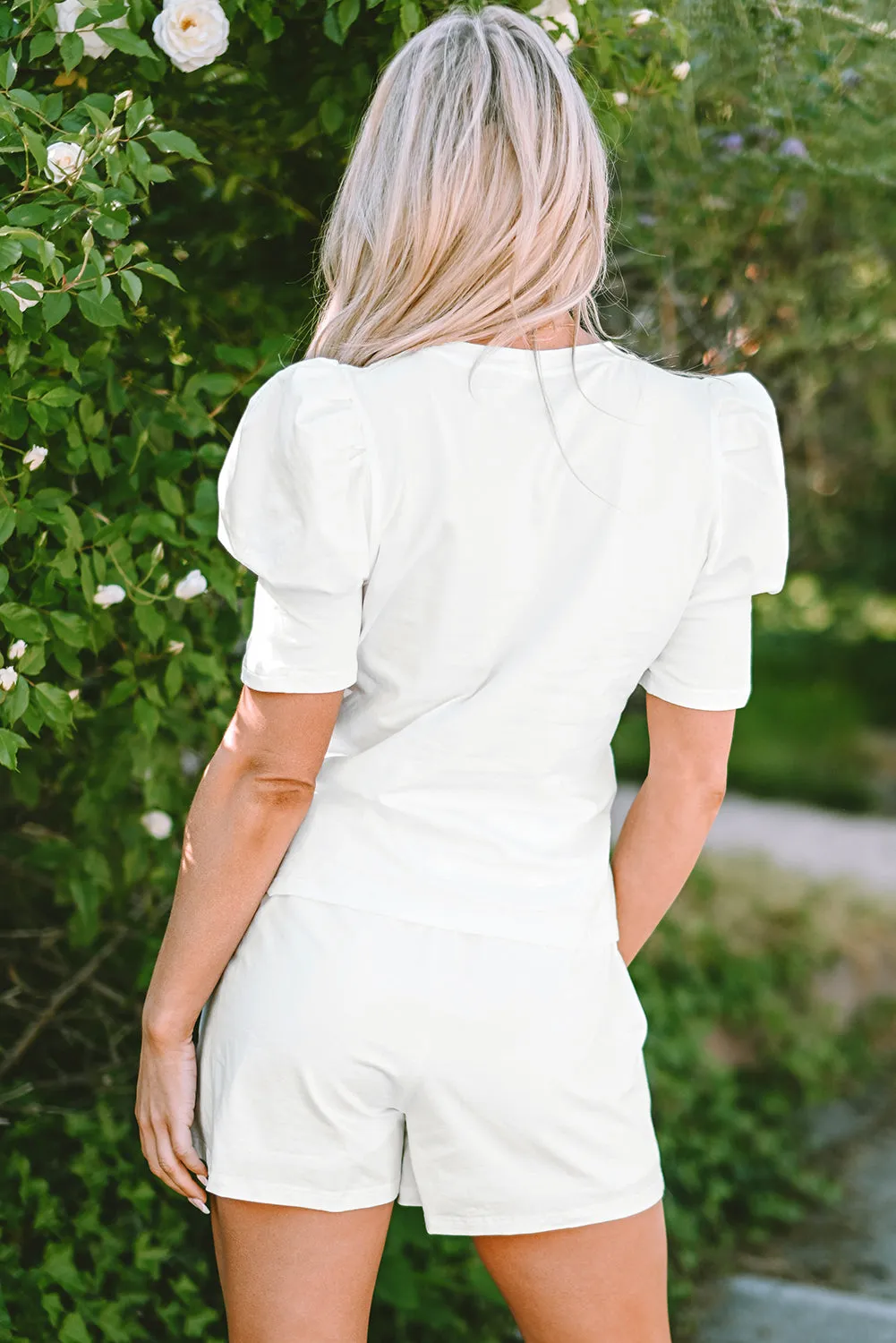 Butterfly Puff Sleeve Top Shorts Set