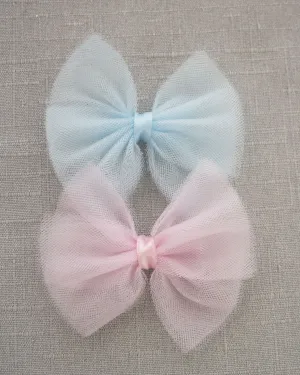 Butterfly Tulle Bow Hair Clips or Shoe Clips - Pink, Blue