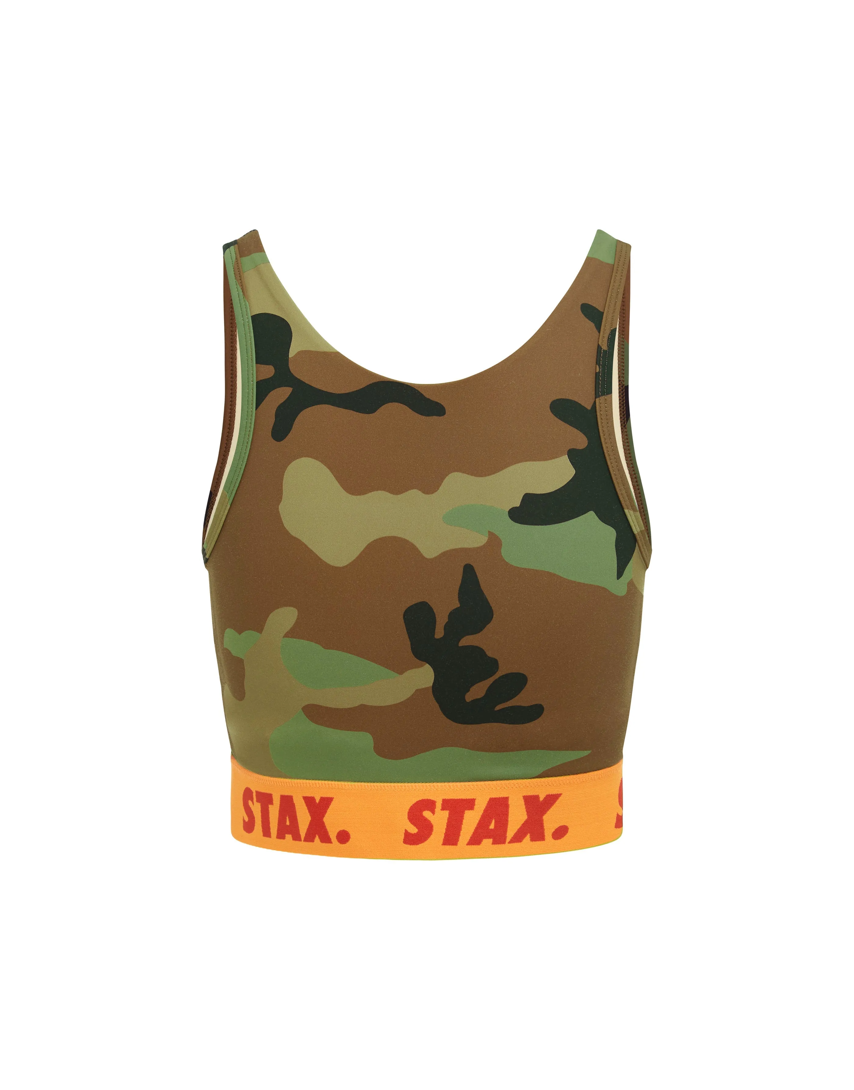 Camo WB Square Neck Crop - Orange