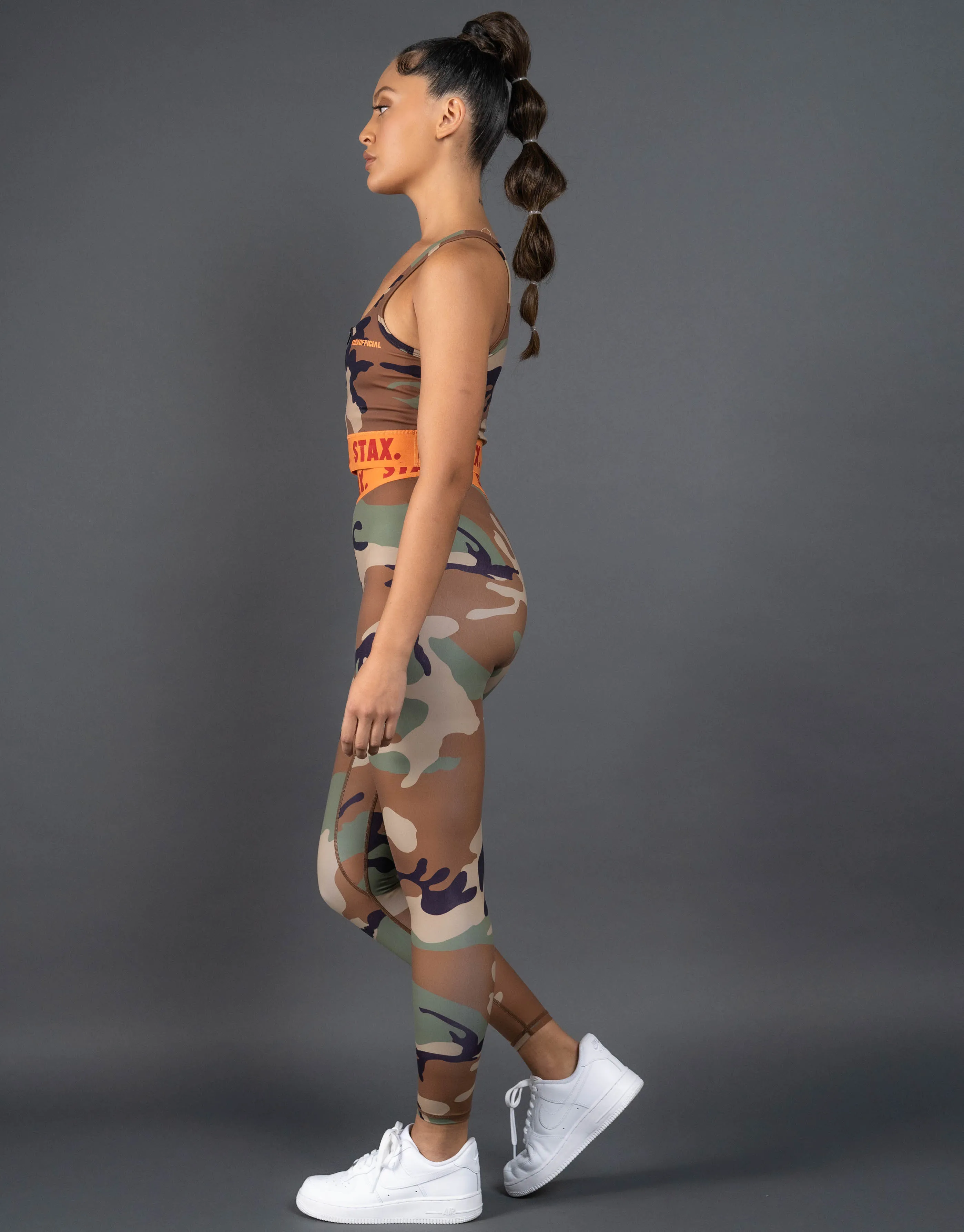 Camo WB Square Neck Crop - Orange