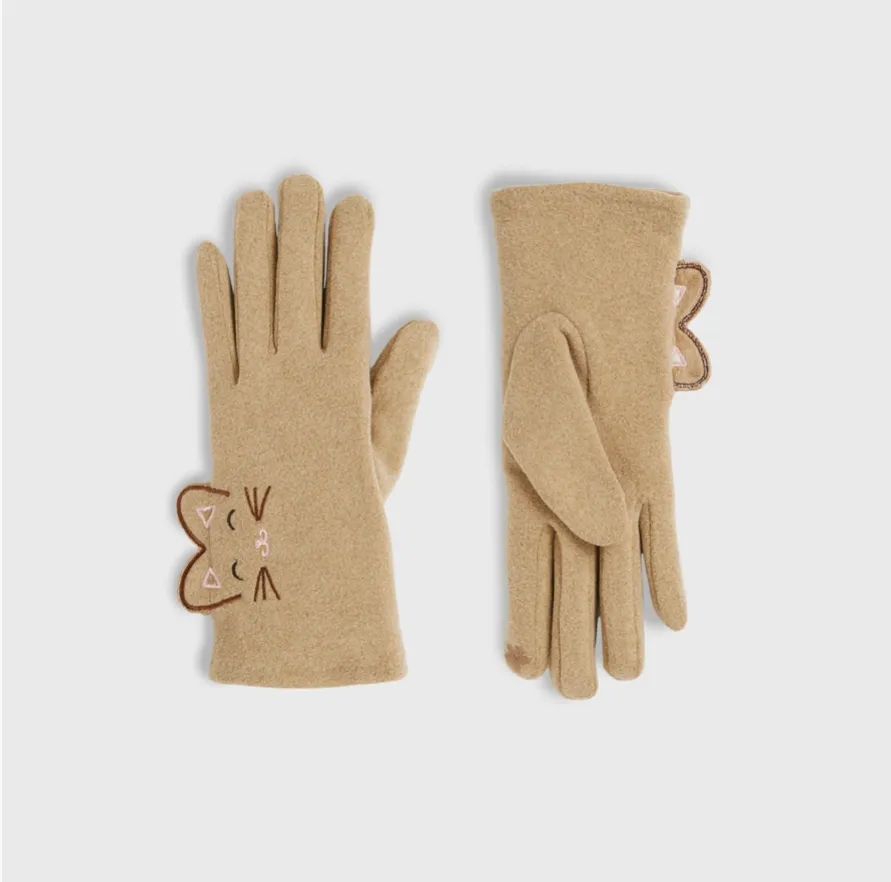Cat Face Gloves - Black
