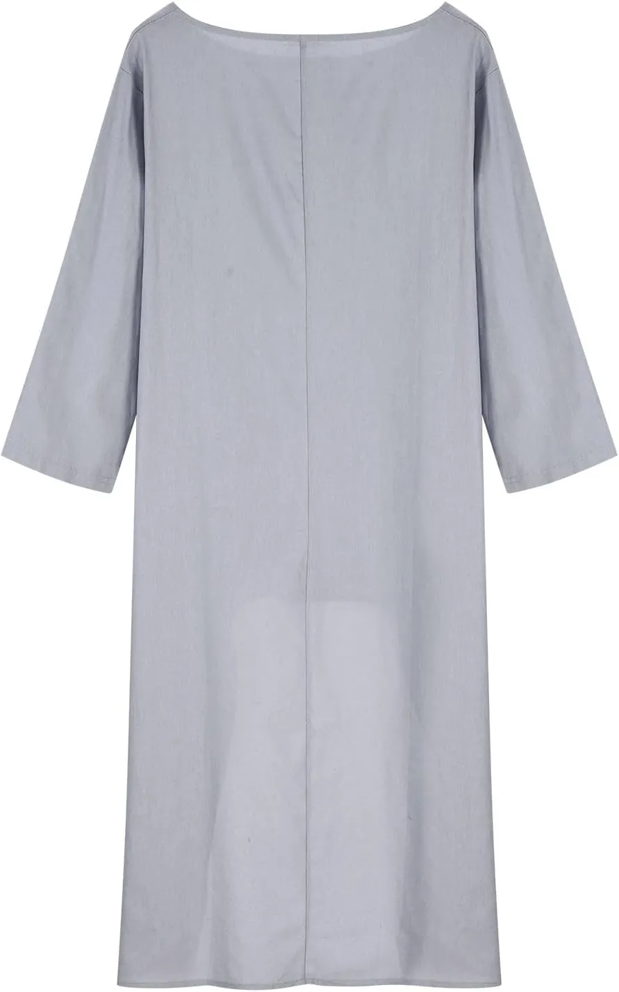 Ceboyel Summer Boho Dresses for Women 2023 Cotton Linen Dress One Shoulder Long Maxi Dresses Casual Beach Ladies Outfits