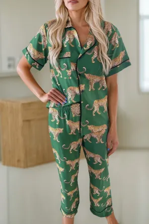 Cheetah Satin Pajamas Set