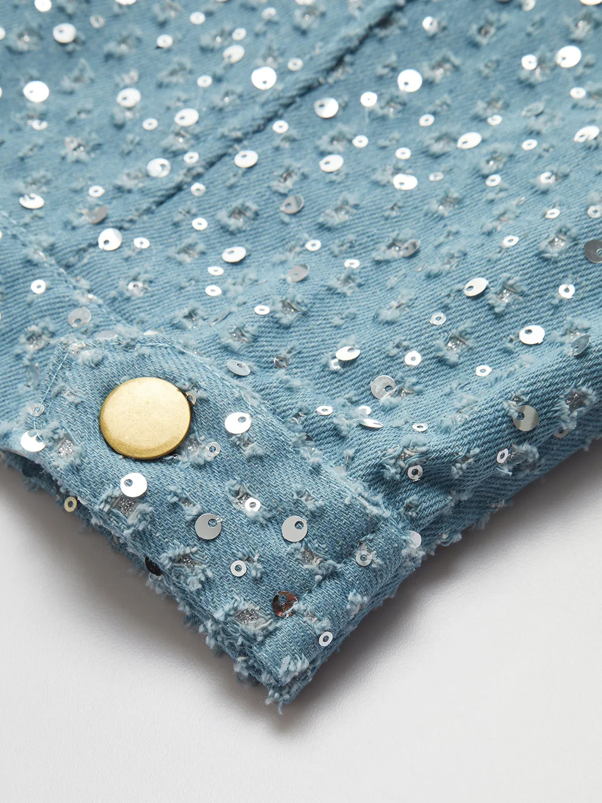 Chicmy-Autumn Jackets Outwear Sequins Decor Crop Jacket
