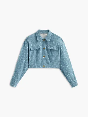 Chicmy-Autumn Jackets Outwear Sequins Decor Crop Jacket