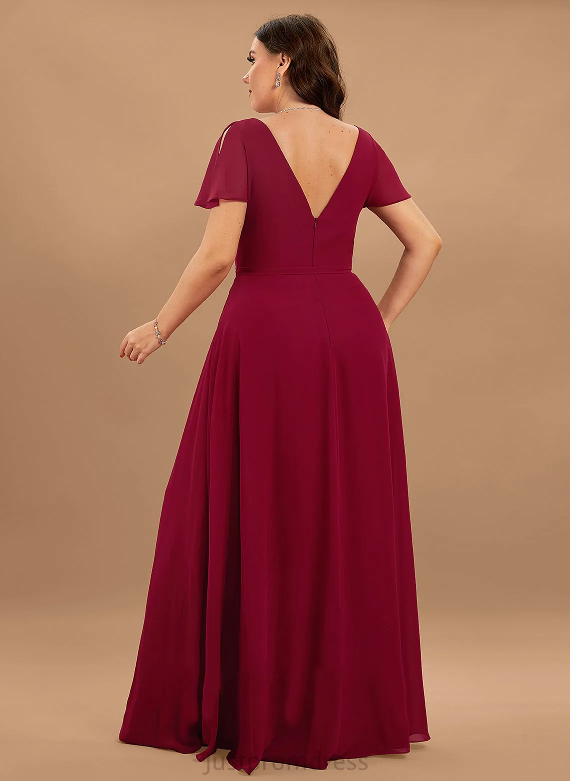 Chiffon V-Neck Dresses A-line Aliyah Formal Dresses