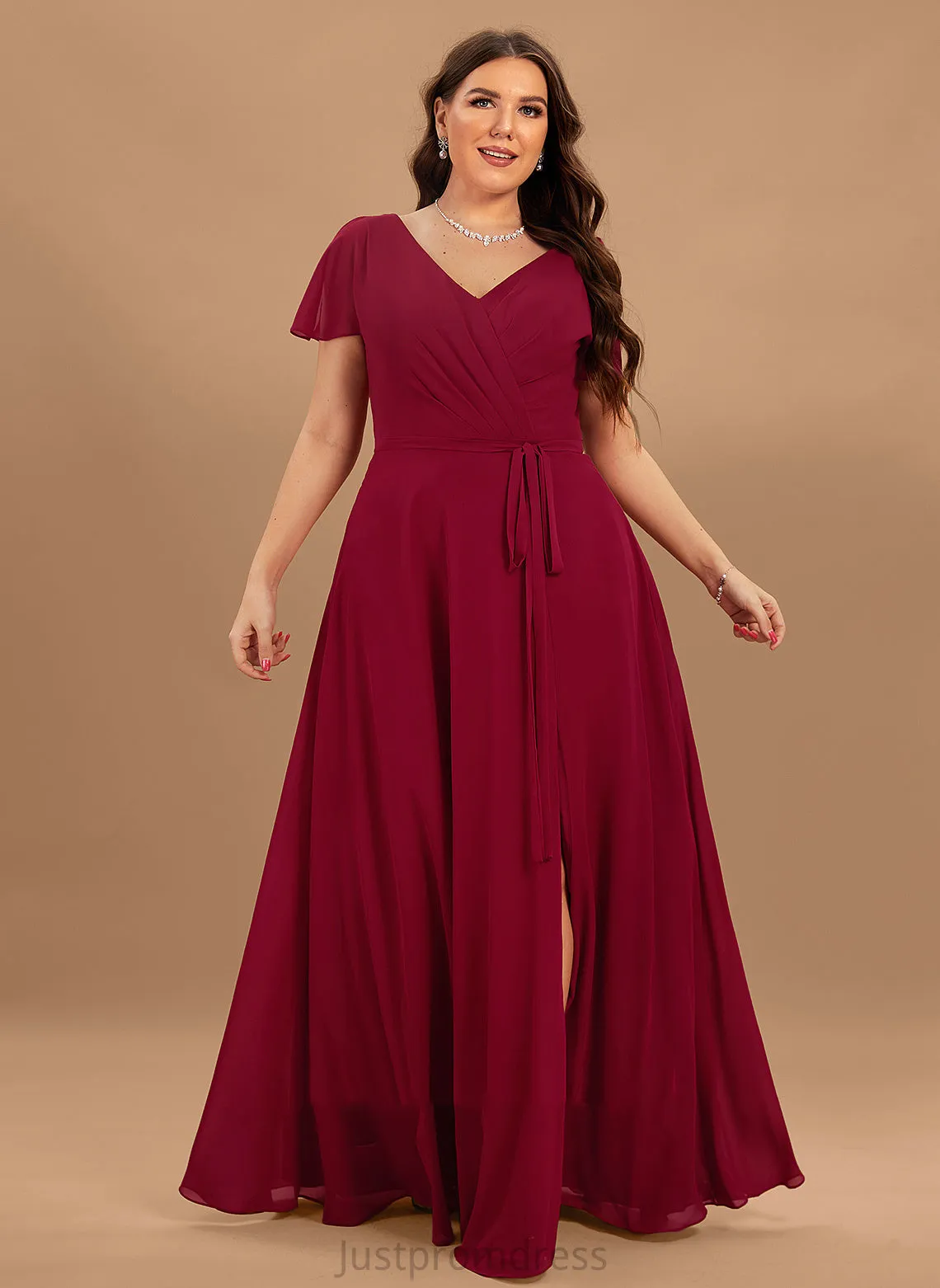 Chiffon V-Neck Dresses A-line Aliyah Formal Dresses