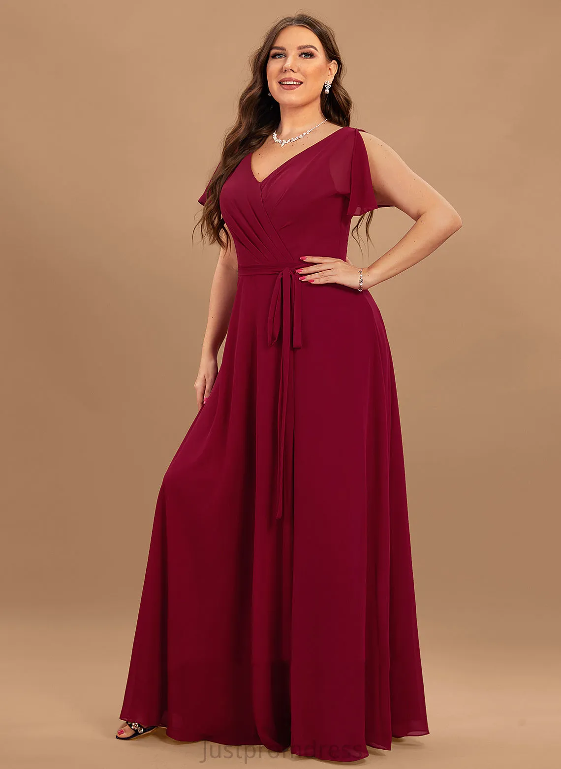 Chiffon V-Neck Dresses A-line Aliyah Formal Dresses