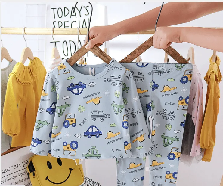 Children's Autumn Clothes Long Trousers Suit Cotton New Boys Girls Baby
