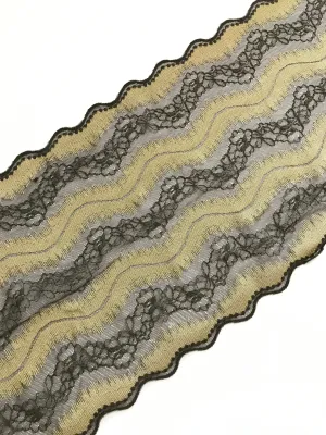Chocolate & Gold 7.5" Wide Stretch Lace