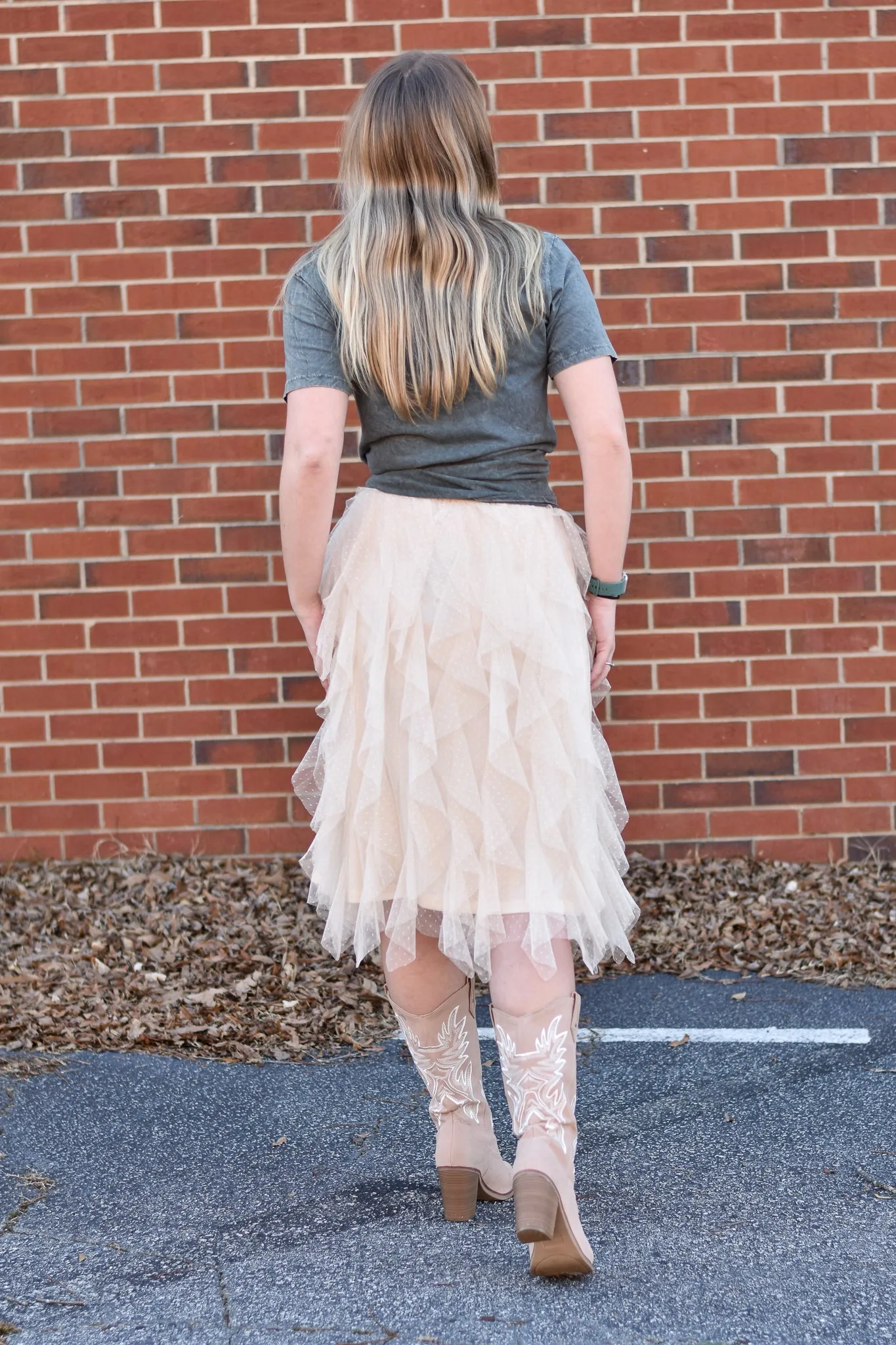 Chéri Ruffled Tulle Midi Skirt