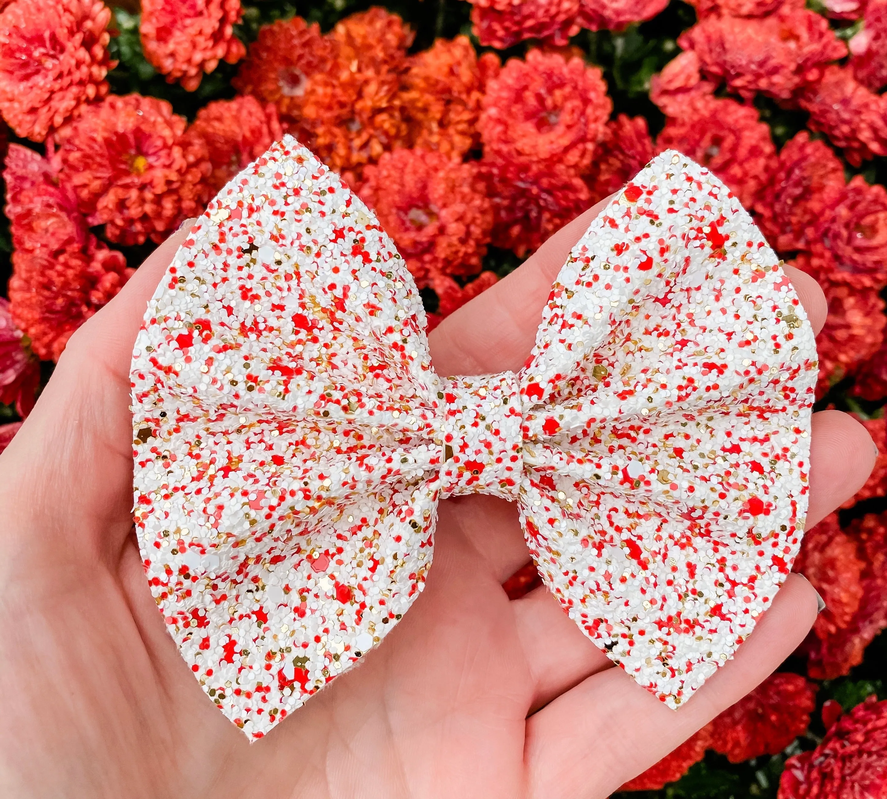 Christmas Bells Glitz Glitter Bow Headband | Hair Clip