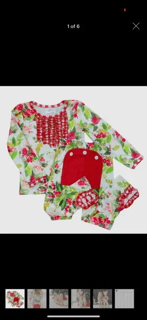 Christmas Floral - Ruffle Buttflap PJs