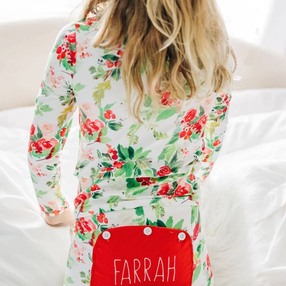 Christmas Floral - Ruffle Buttflap PJs