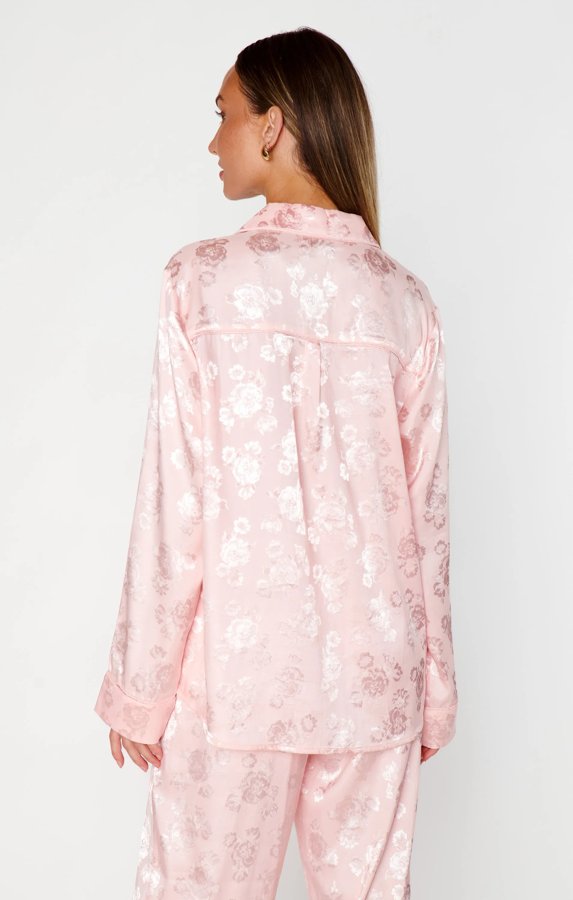 Classic Cropped PJ Set ~ Pink Floral Silky