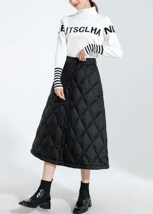Classy Black Button Duck Down Skirt Winter
