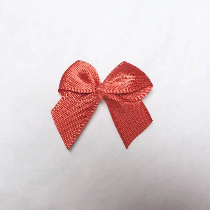 CLEARANCE– 1" (25mm) Small Satin Bows with Pearlesque Bead- 5 Pair