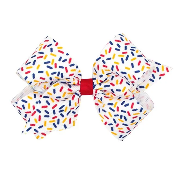 Confetti print bow in school colors