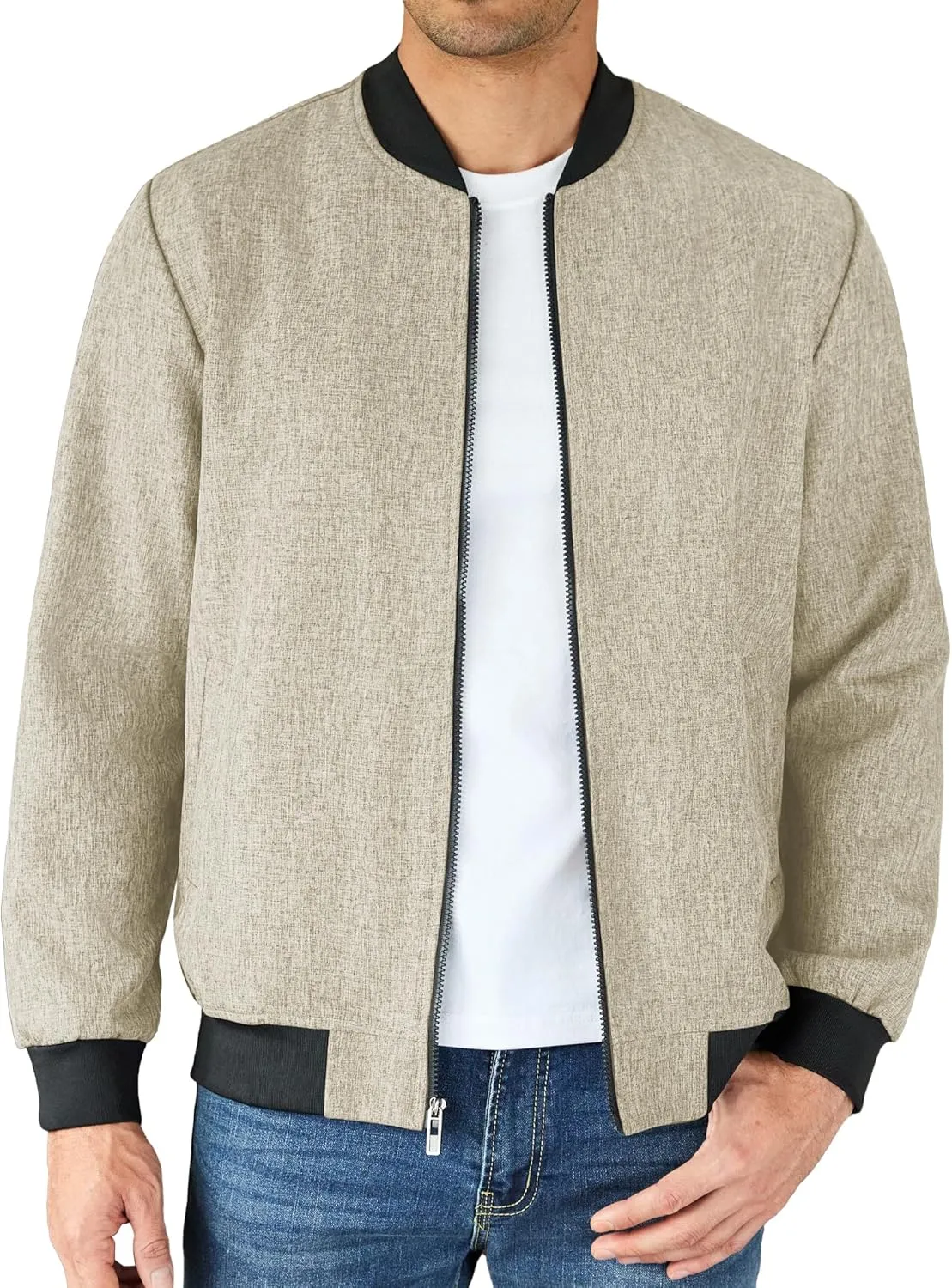 COOFANDY Men's Casual Varsity Jacket Vintage Lightweight Bomber Jackets Zip Up Fashion Coat