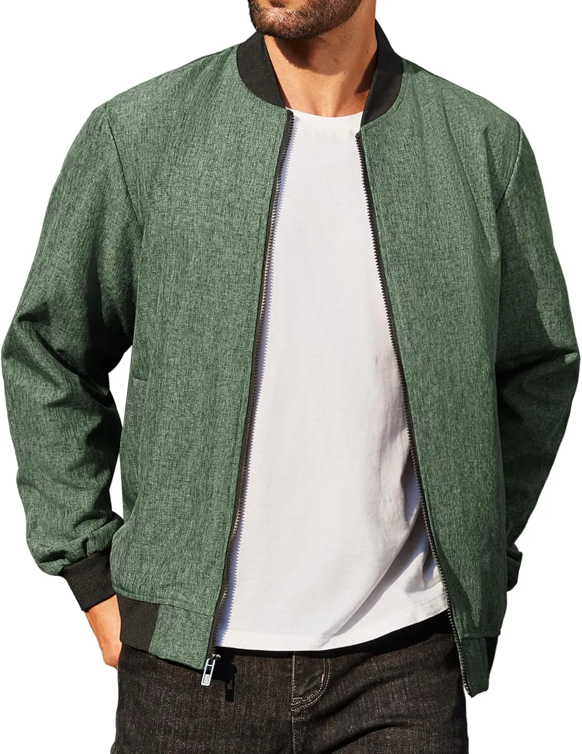 COOFANDY Men's Casual Varsity Jacket Vintage Lightweight Bomber Jackets Zip Up Fashion Coat