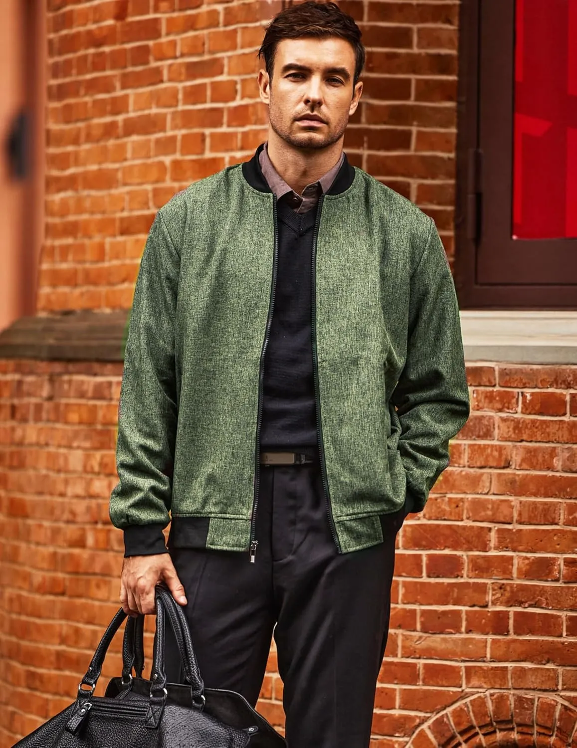 COOFANDY Men's Casual Varsity Jacket Vintage Lightweight Bomber Jackets Zip Up Fashion Coat