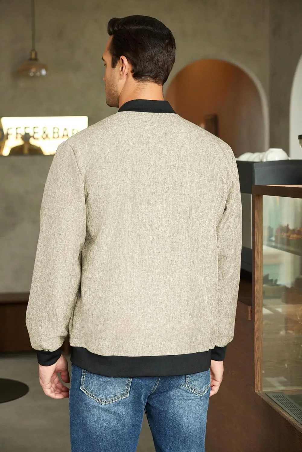 COOFANDY Men's Casual Varsity Jacket Vintage Lightweight Bomber Jackets Zip Up Fashion Coat