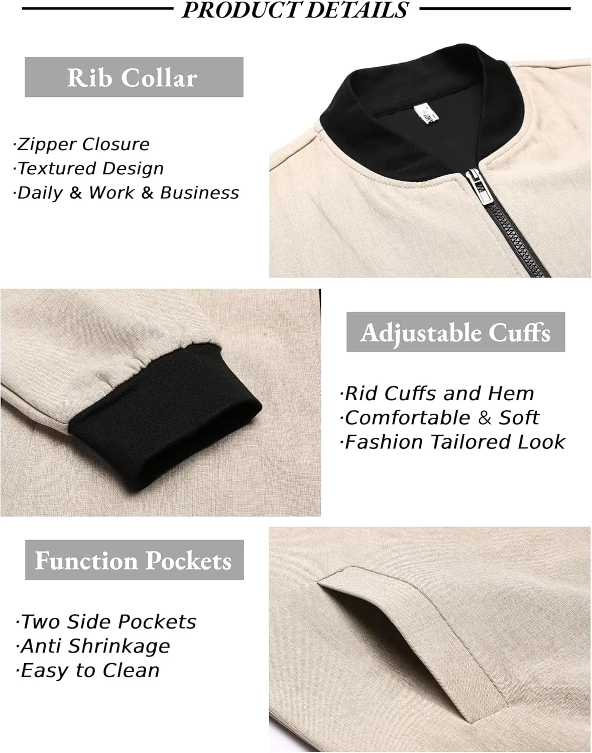 COOFANDY Men's Casual Varsity Jacket Vintage Lightweight Bomber Jackets Zip Up Fashion Coat