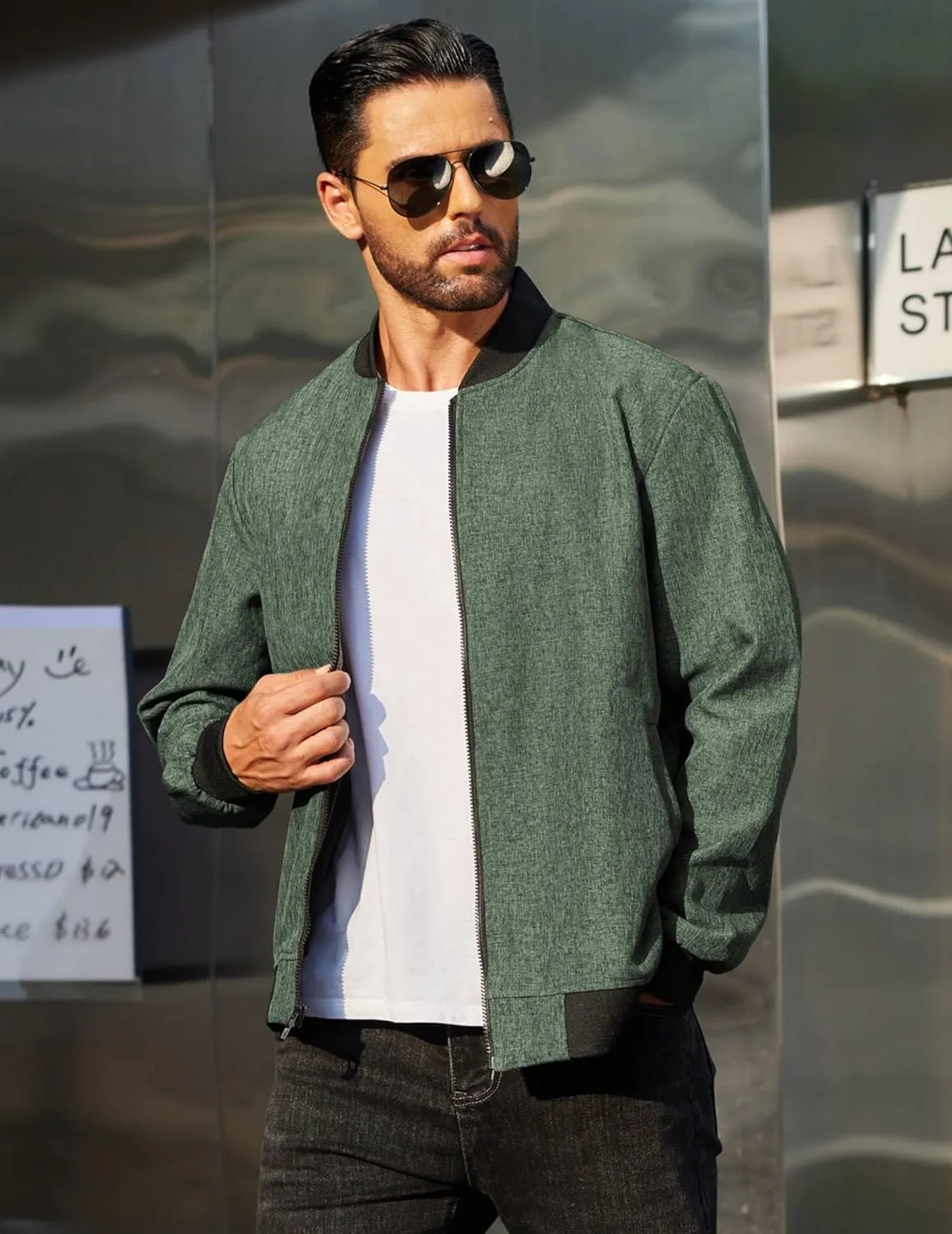 COOFANDY Men's Casual Varsity Jacket Vintage Lightweight Bomber Jackets Zip Up Fashion Coat