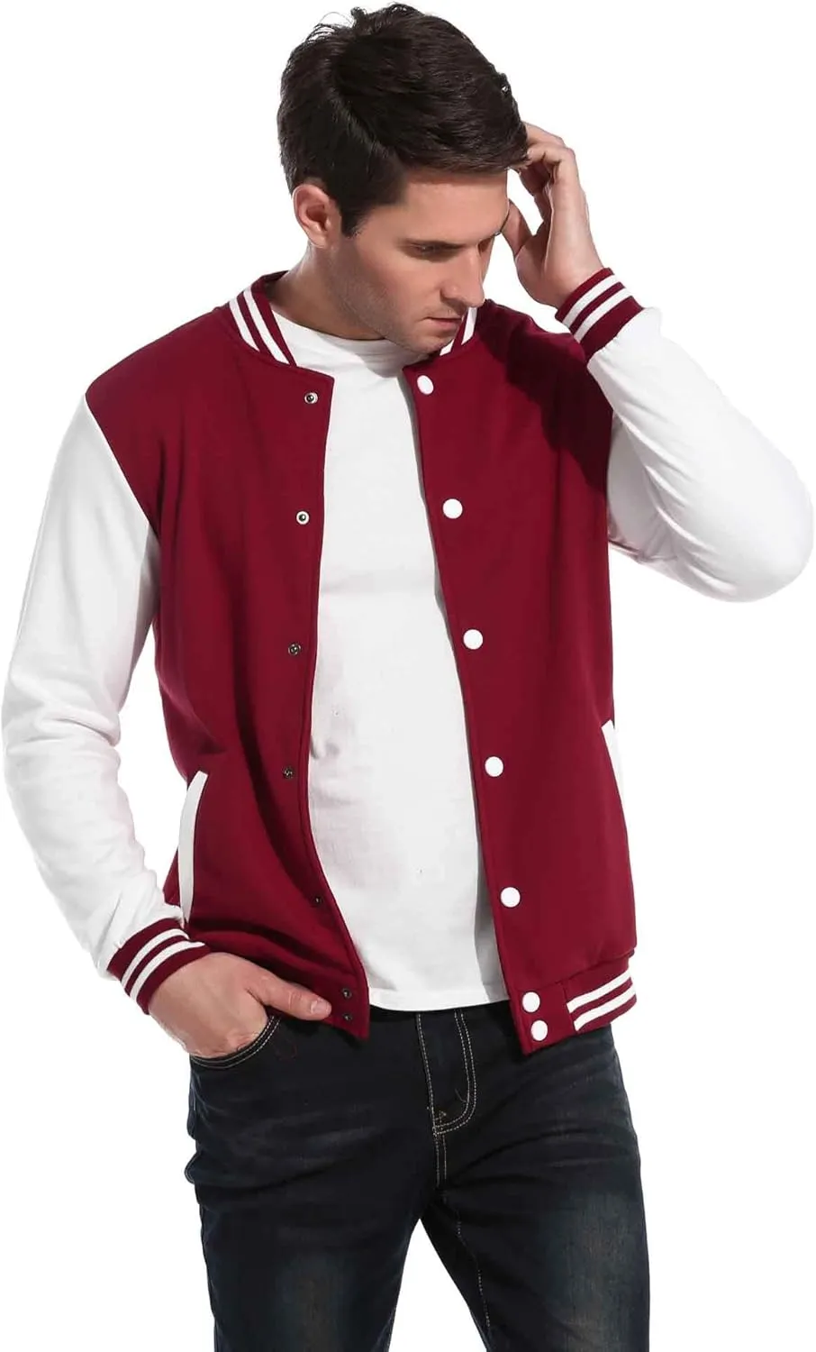 COOFANDY Men's Fashion Varsity Jacket Causal Slim Fit Cotton Letterman Baseball Bomber Jackets