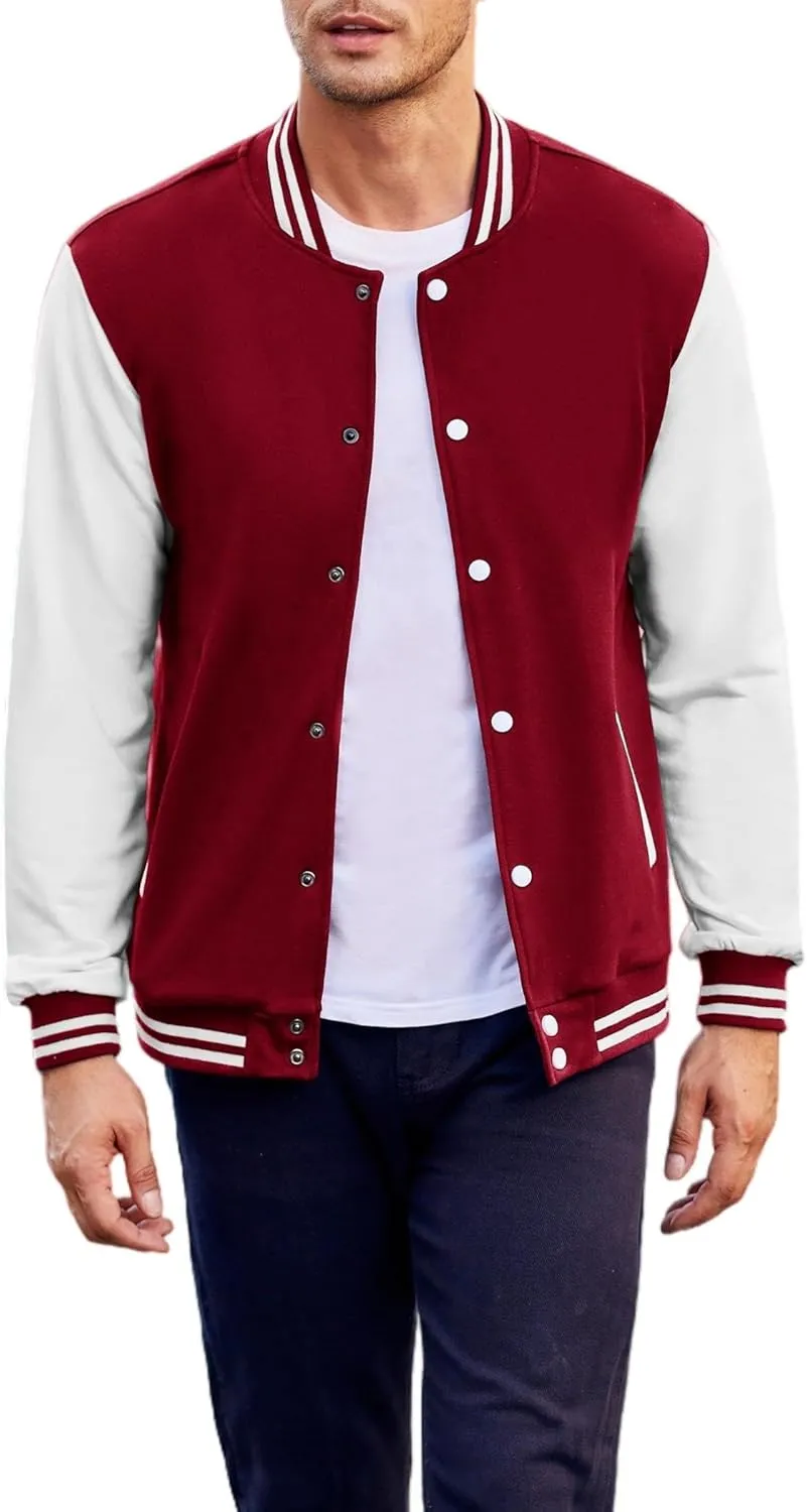COOFANDY Men's Fashion Varsity Jacket Causal Slim Fit Cotton Letterman Baseball Bomber Jackets