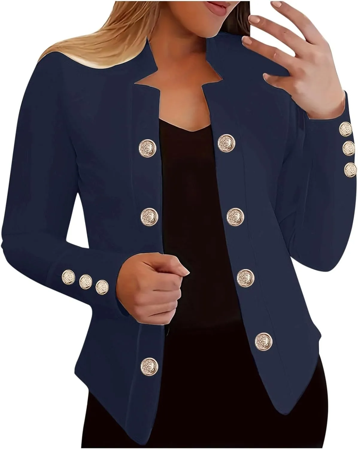cooki Blazers for Women Business Casual 2024 Fall Long Sleeve Notch Cardigans Open Front Button Dressy Cropped Blazer Jackets