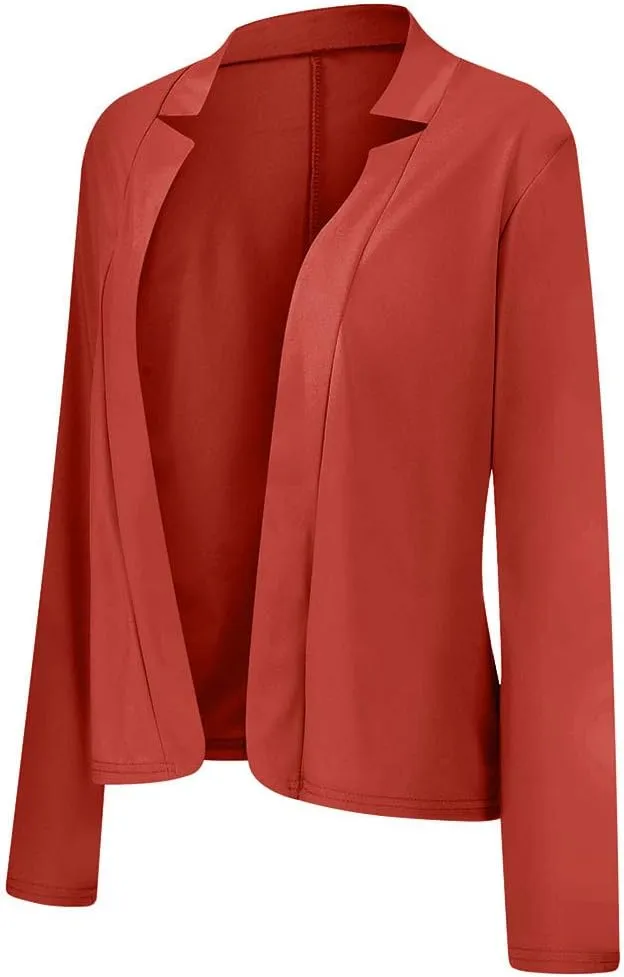 cooki Cropped Blazers for Women Business Casual 2024 Fall Long Sleeve Notch Cardigans Open Front Button Short Blazer Jackets