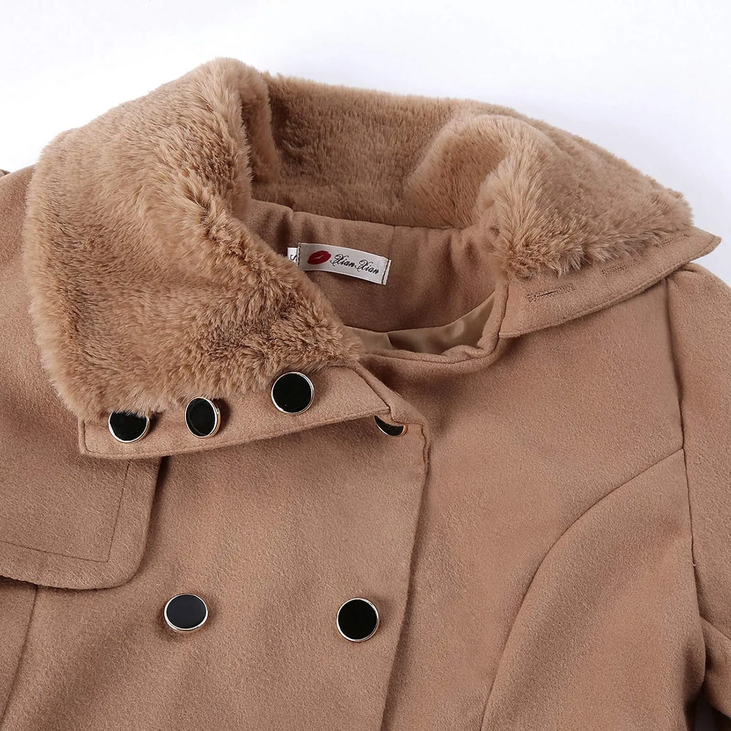 cooki Fall Jackets for Women 2023 Women Wool Trench Coat Winter Double-Breasted Jacket with Belts Casual Winter Classic Coat