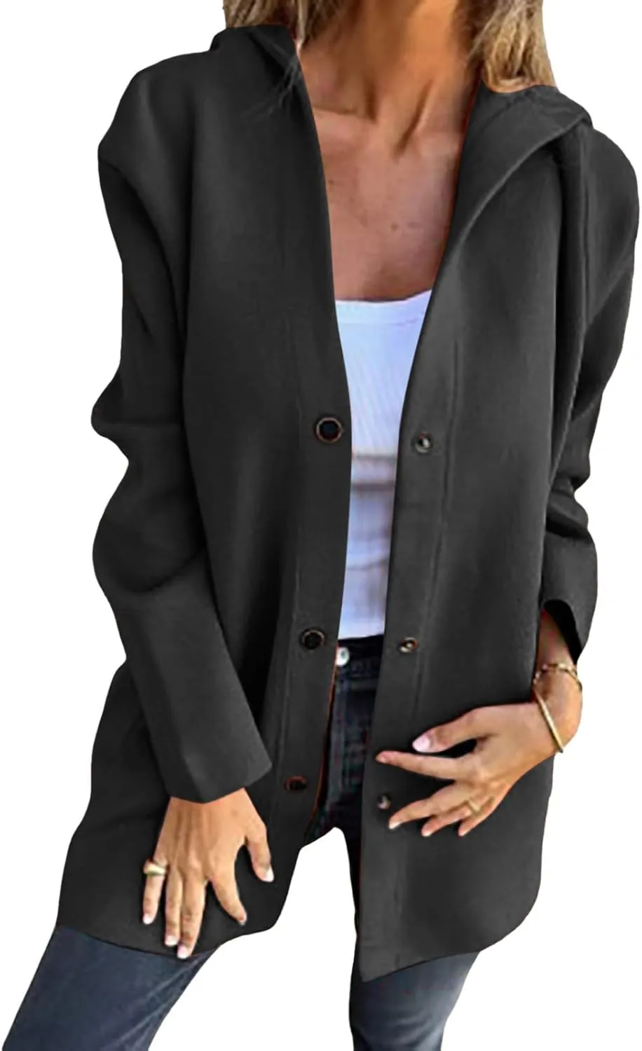 cooki Fall Jackets for Women 2024 Casual Open Front Long Sleeve Lightweight Button Down Winter Sweater Cardigan Tops