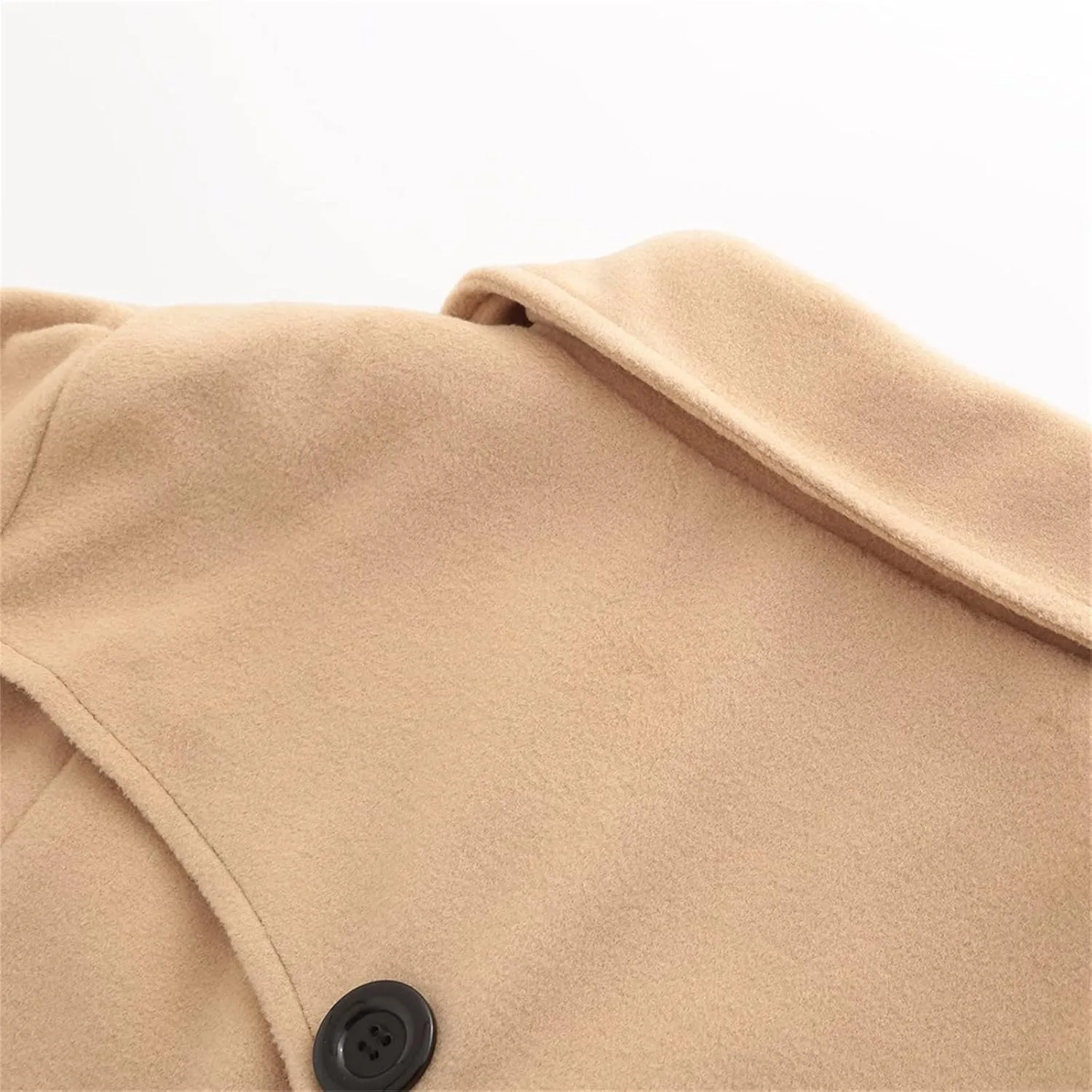 cooki Trench Coat for Women 2023 Women Swing Double Breasted Wool Pea Coat with Belt Buckle Mid-Long Lapel Dresses Outwear