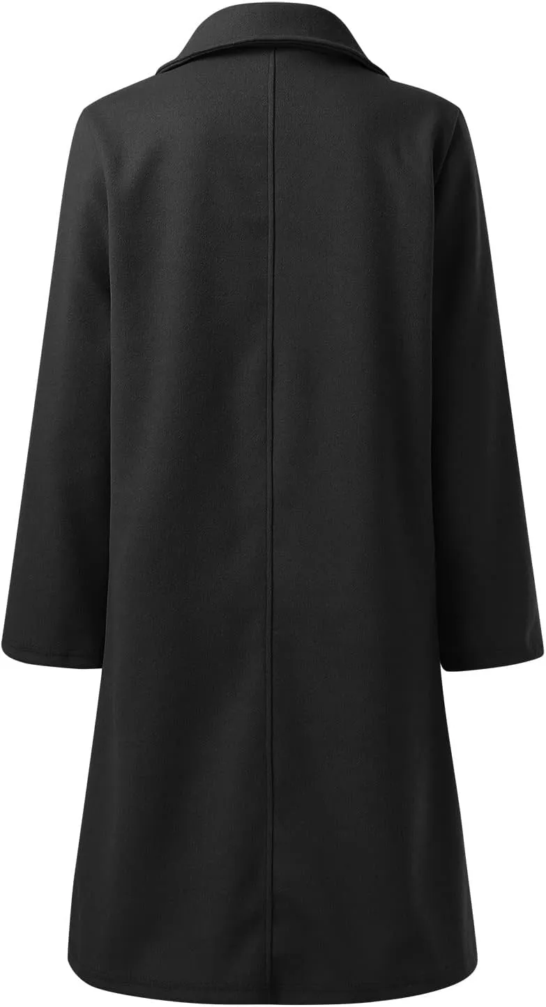 cooki Trench Coat for Women 2023 Women's Winter Single Breasted Wool Blend Trench Coat Warm Lapel Collar Pea Coat Plus Size