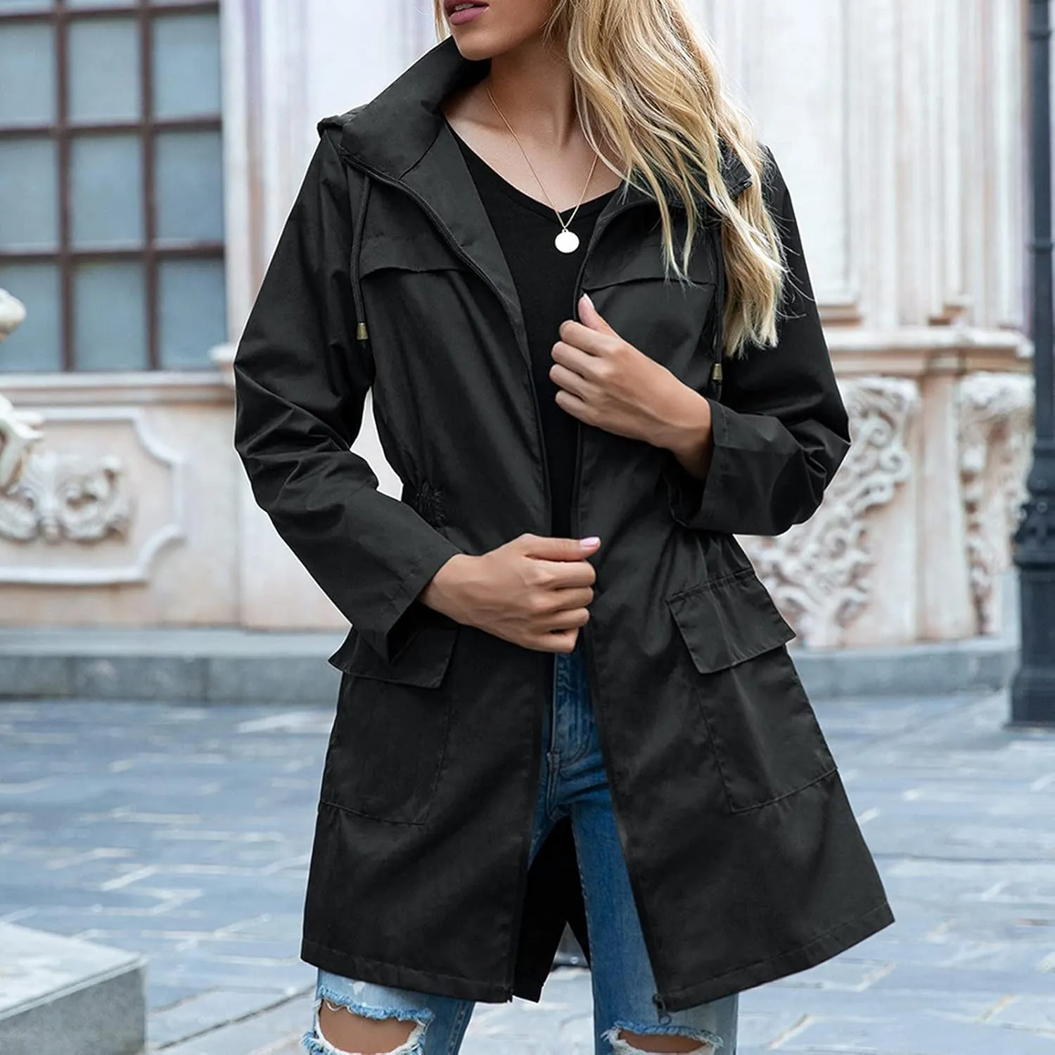 cooki Winter Coats for Women 2023 Cardigan Jacket Coat Outerwear Long Sleeve Blazers Trench Coat Jacket with Pocket Raincoat