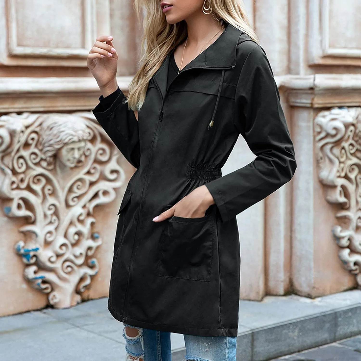 cooki Winter Coats for Women 2023 Cardigan Jacket Coat Outerwear Long Sleeve Blazers Trench Coat Jacket with Pocket Raincoat