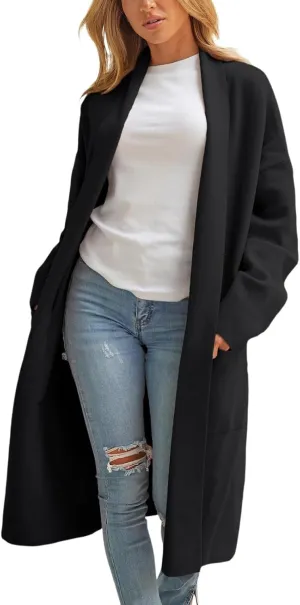 cooki Winter Coats for Women 2023 Trendy Wool Coat Long Cardigan Jacket for Women Lightweight Open Front Jacket Coat Outwear