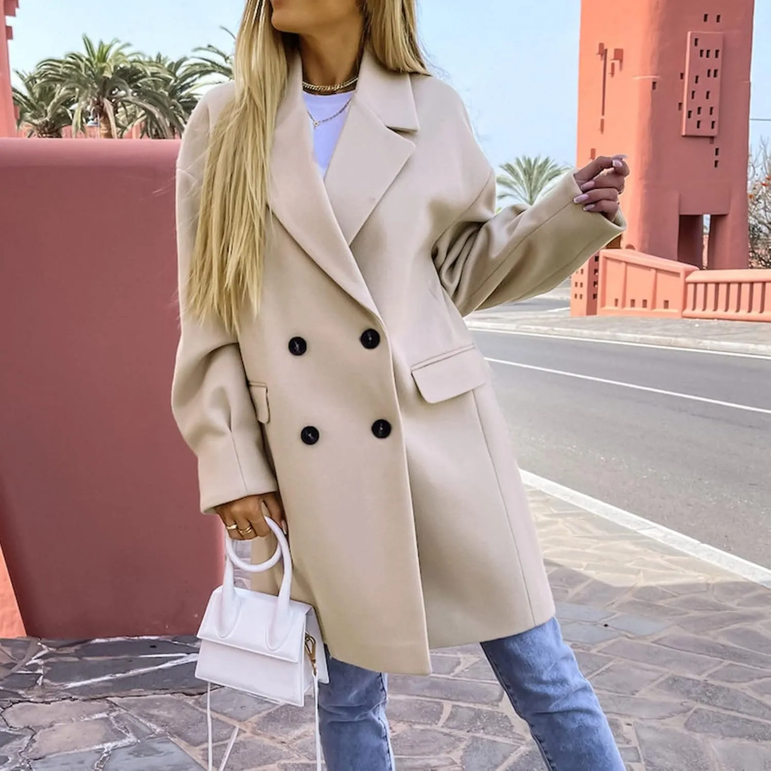 cooki Winter Coats for Women 2023 Trendy Wool Coat Women Double Breasted Trench Coat Women Plus Size Jacket for Women Casual