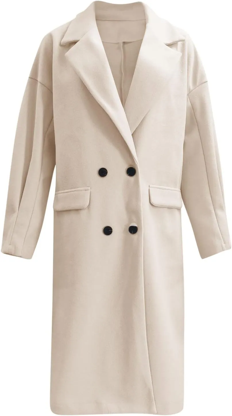 cooki Winter Coats for Women 2023 Trendy Wool Coat Women Double Breasted Trench Coat Women Plus Size Jacket for Women Casual
