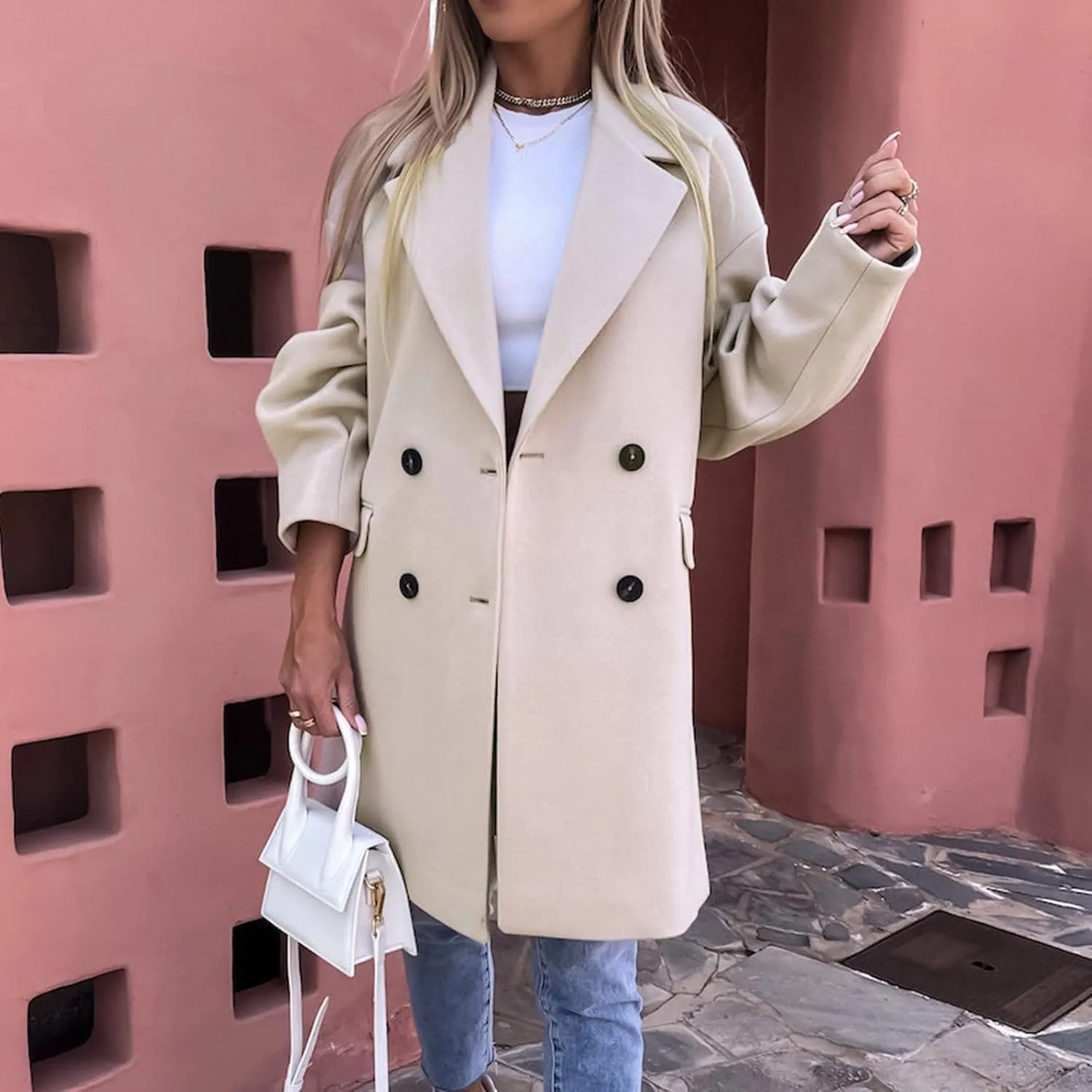 cooki Winter Coats for Women 2023 Trendy Wool Coat Women Double Breasted Trench Coat Women Plus Size Jacket for Women Casual