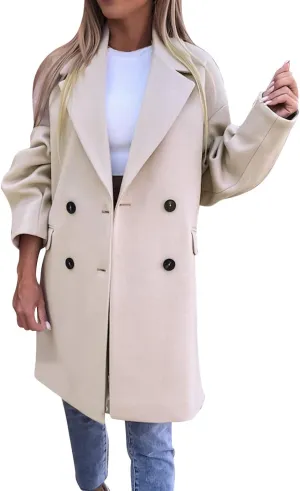 cooki Winter Coats for Women 2023 Trendy Wool Coat Women Double Breasted Trench Coat Women Plus Size Jacket for Women Casual