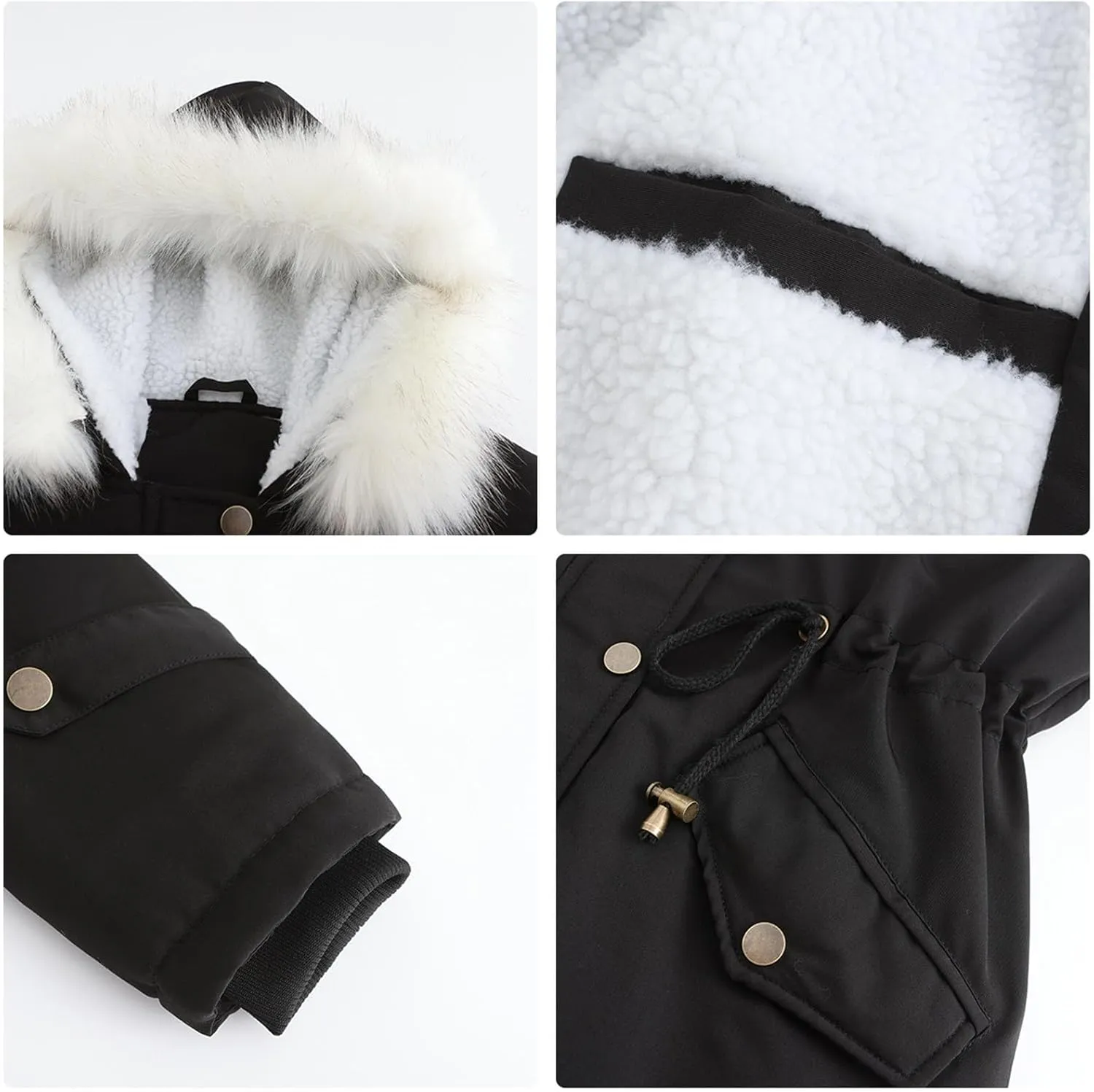 cooki Winter Coats for Women 2023 Women's Cashmere Coats Casual Faux Fur Lapel Zip Pockets Quilted Parka Jacket Puffer Coat