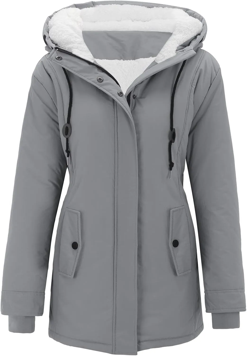 cooki Winter Coats for Women Fleece Lined Puffer Coat Women Long Down Coat Warm Parka Coat Faux Fur Hooded Coat Warm Overcoat
