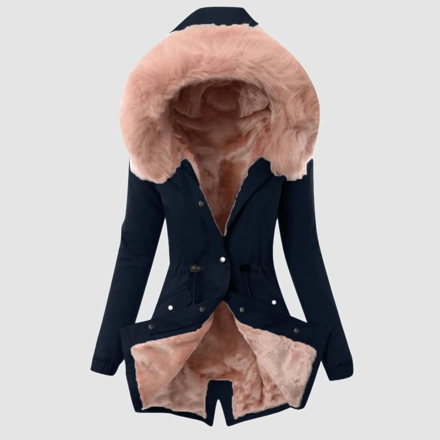 cooki Winter Coats for Women Fleece Lined Puffer Coat Women Long Down Coat Warm Parkas Fur Hooded Drawstring Fuzzy Overcoat