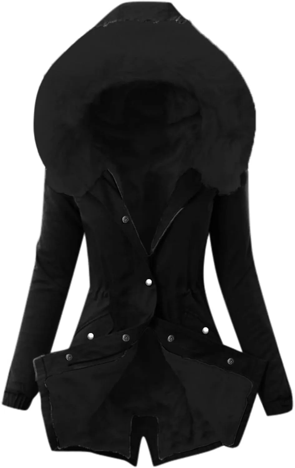 cooki Winter Coats for Women Fleece Lined Puffer Coat Women Long Down Coat Warm Parkas Fur Hooded Drawstring Fuzzy Overcoat