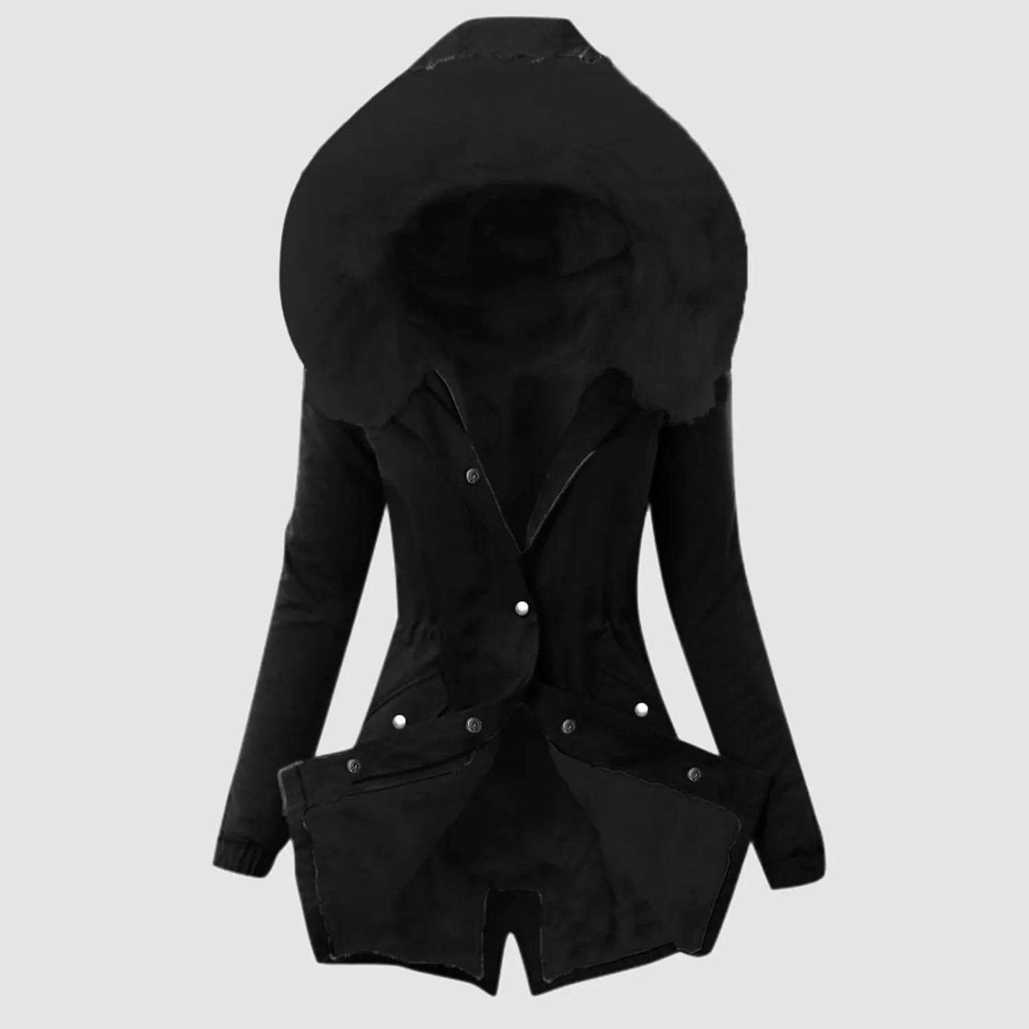 cooki Winter Coats for Women Fleece Lined Puffer Coat Women Long Down Coat Warm Parkas Fur Hooded Drawstring Fuzzy Overcoat