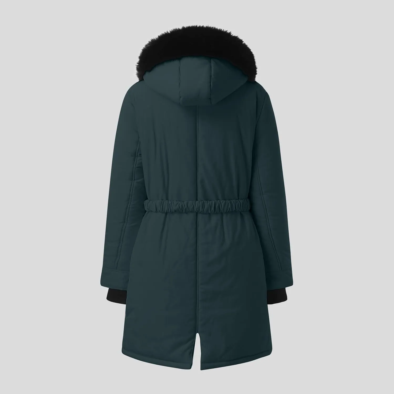 cooki Winter Coats for Women Fleece Lined Puffer Coat Women Long Down Coat Warm Parkas Fur Hooded Outwear Drawstring Overcoat